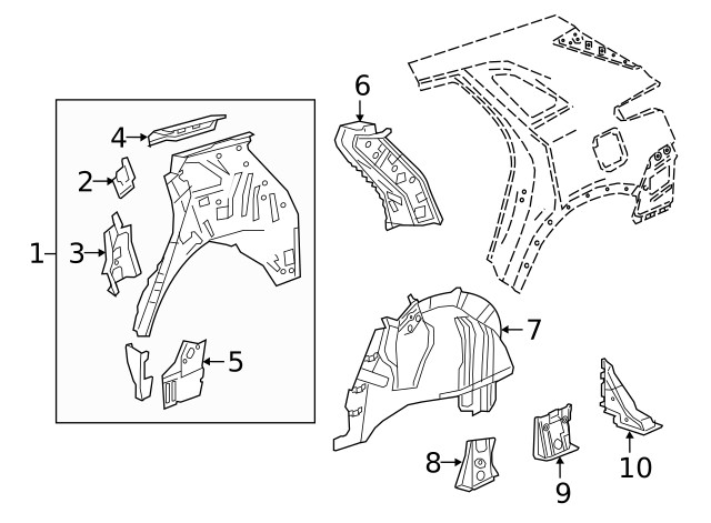 Genuine GM Driver Side Quarter Inner Panel Brace 84142401