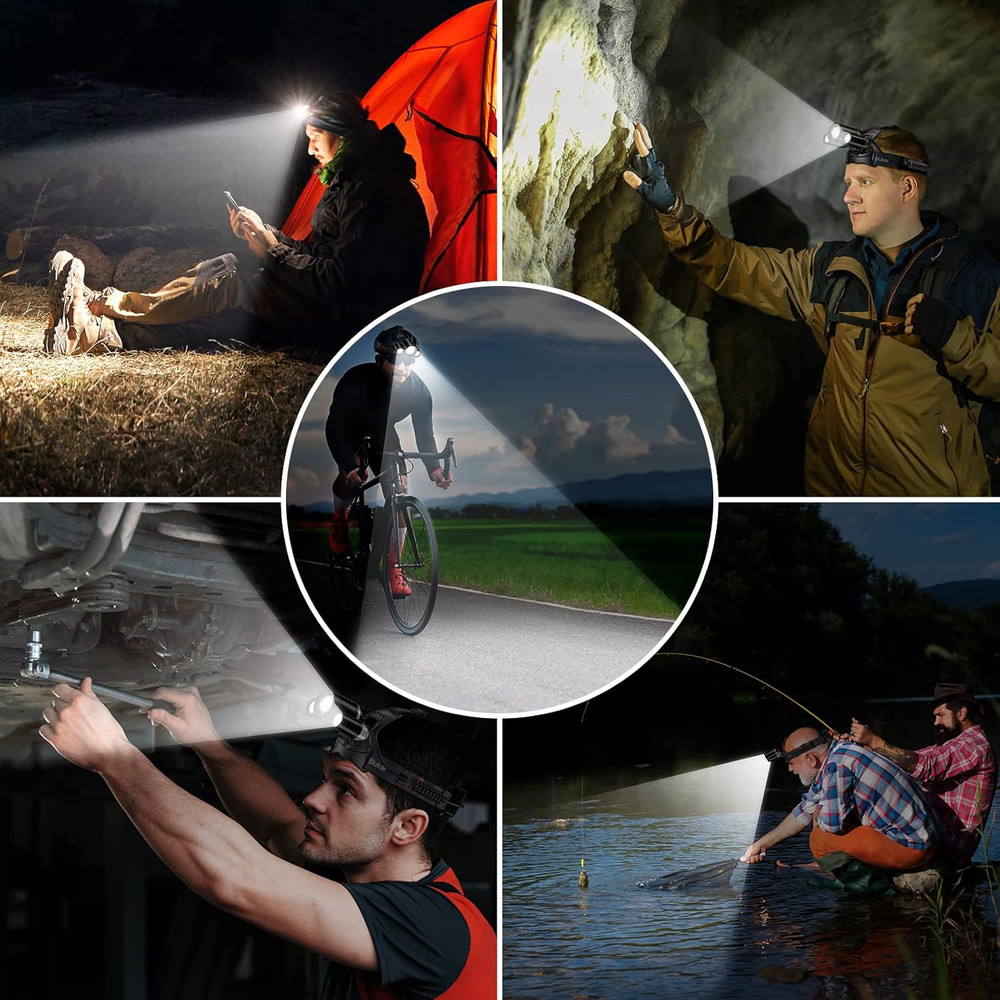 LED Headlamp, Super Bright Rechargeable Headlight Flashlight - 3 Lights 5 Modes,