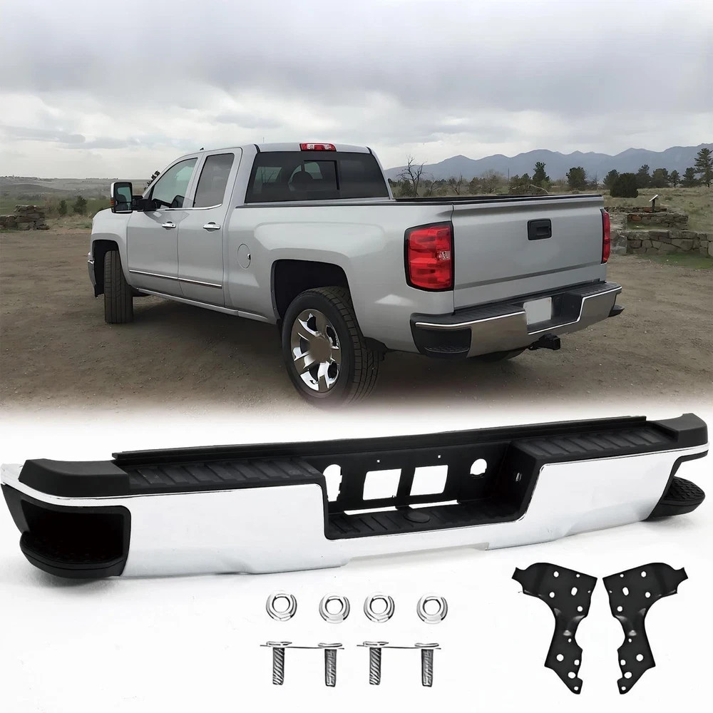 Rear Step Bumper Assembly Compatible with 2014-2018 Chevy Silverado 1500