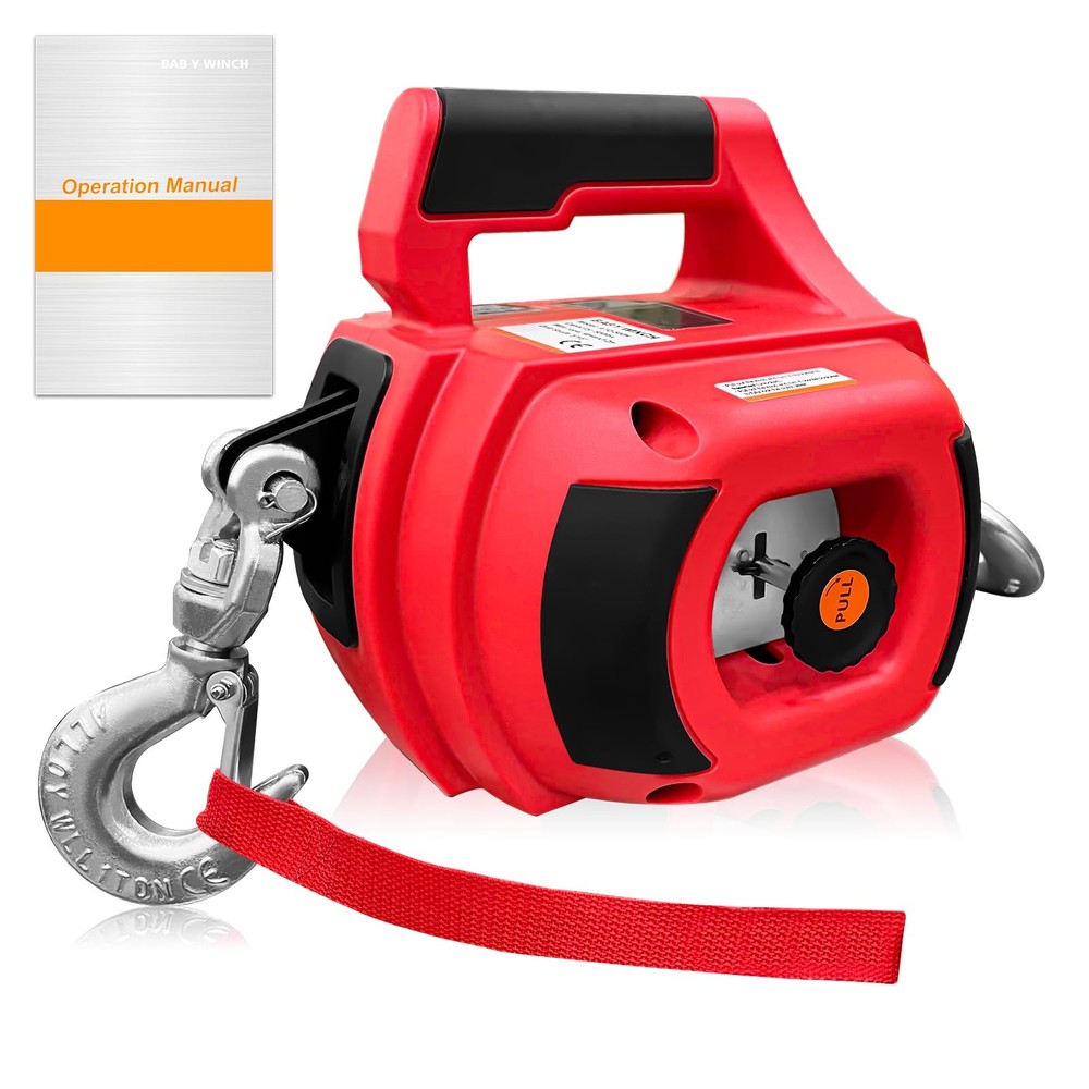 SENKEYFE Drill Powered Portable Winch 1000LBS, with 40FT Red