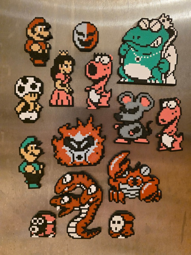 Super Mario Bros 2 NES Sprite 3D Printed Magnets