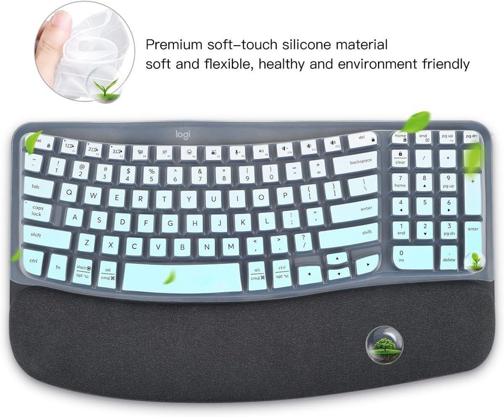 Silicone Keyboard Protector in Ombre Mint for Logitech Wave Keys MK670