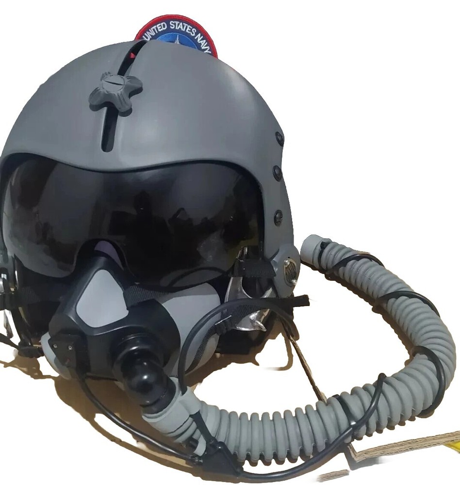 TOP GUN MAVERICK PLAIN GREY FIGHTER PILOT HELMET WITH OXYGEN MASK (REPLICA)
