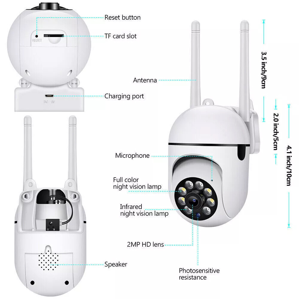 2-Pack Wireless 5G WiFi Security Camera System Smart Outdoor Night Vision 1080P