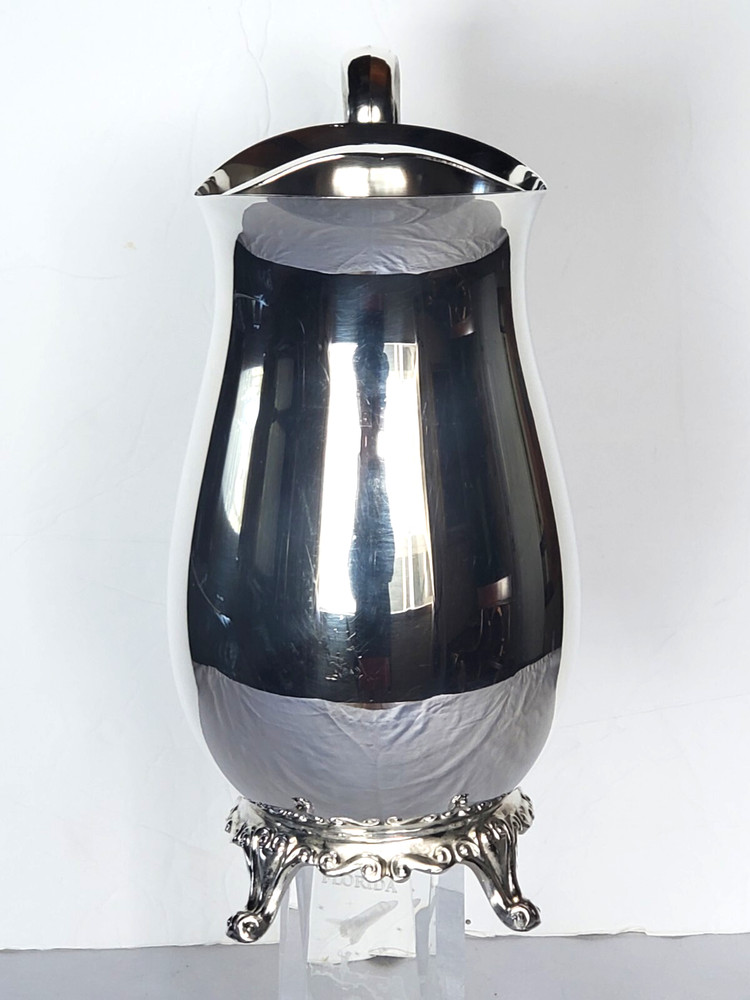 FB ROGERS SILVERPLATE FOOTED WATER PITCHER w/ ICE LIP 8 CUPS