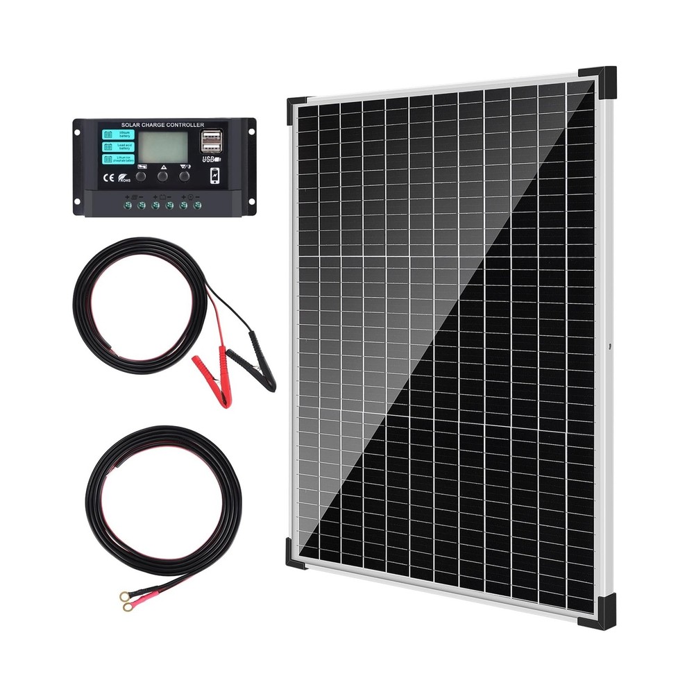 TBER 50W/12V Solar Panel Kit with 10A Charge Controller, Monocrysta... Fast Ship