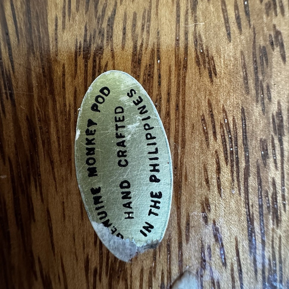 Genuine Monkey Pod Handcrafted Nutcracker Bowl Mid-Century Modern Solid ￼