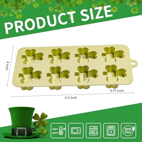 Chocolate Molds, 2 Pack Silicone Dessert Mold, St. Patrick's Day Shamrock