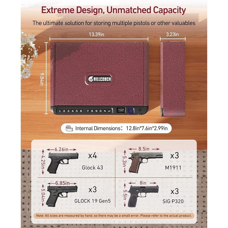 Biometric Gun Safe Portable Handgun Lock Fingerprint Access Electronic Security