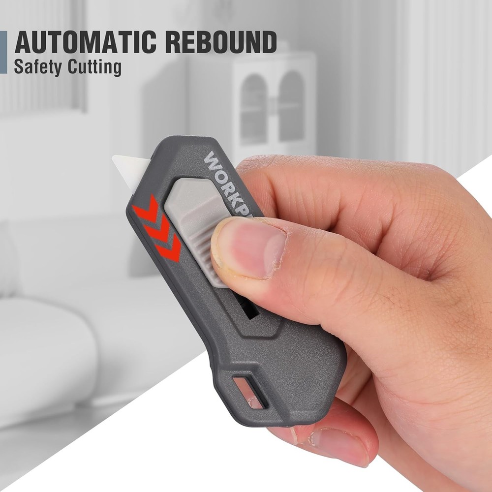 Ceramic Small Safety Box Cutter, Automatic Rebound Mini Letter Opener, Q