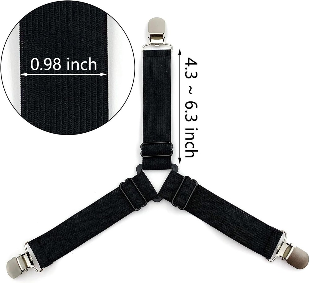 4PCS Bed Sheet Holder Straps – Triangle Adjustable Elastic Fasteners with...