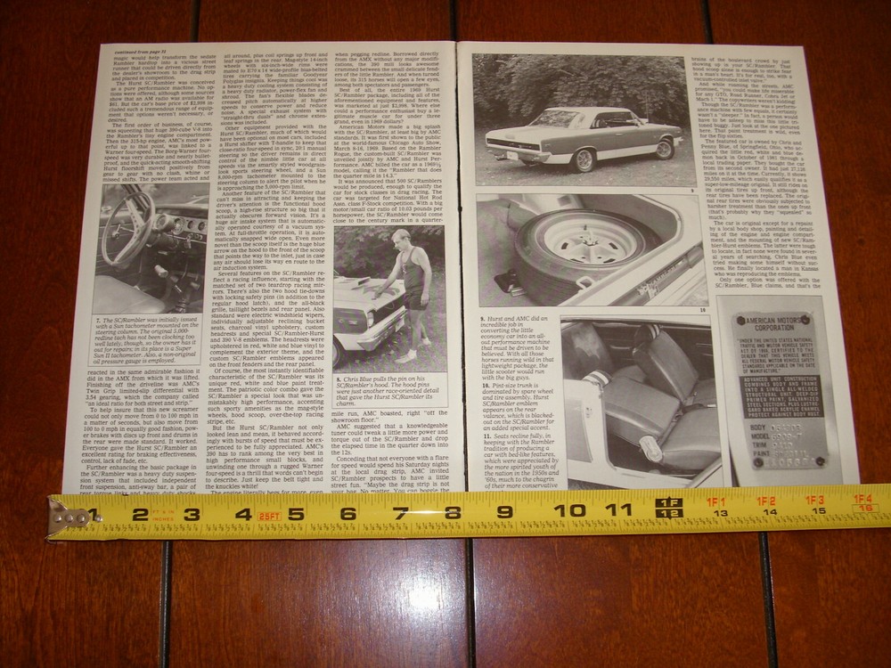 1969 AMC HURST RAMBLER ORIGINAL 1989 ARTICLE