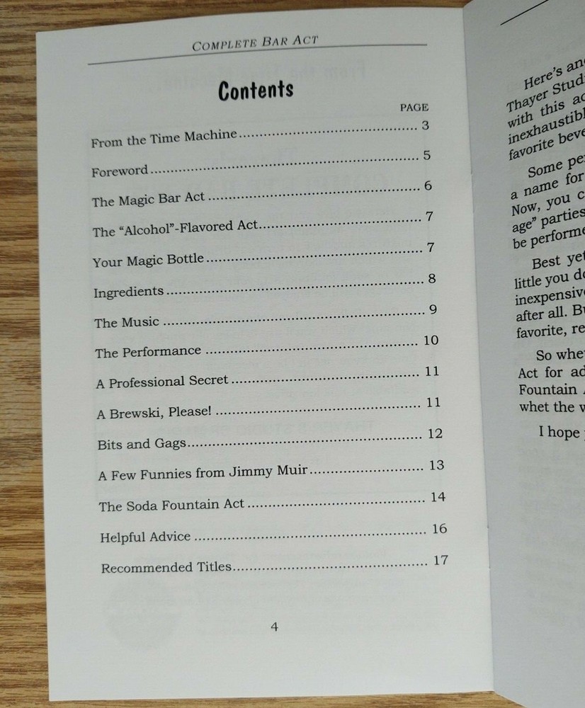 Thayer's Complete Bar Act (Includes Soda Fountain and Cocktail drinks)