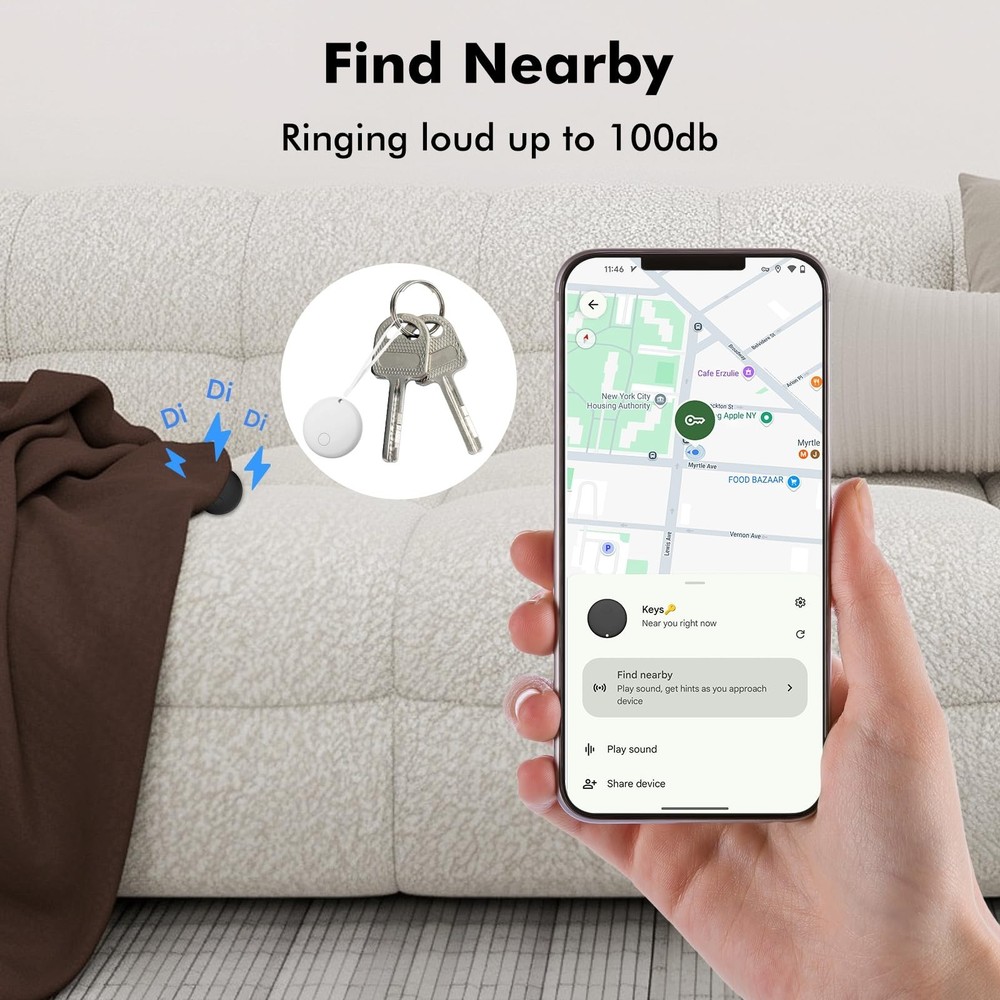 Tracker Tags - 4 Pack for Andriod and 2pcs Extra 2032 Batteries, Bluetooth + ...
