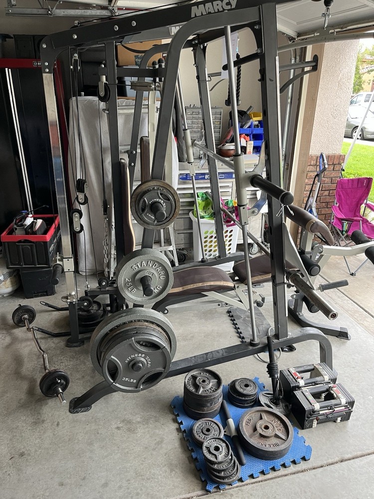 Smith Machine Multifunctional Power Cage Squat Rack Training w/Pull Down System