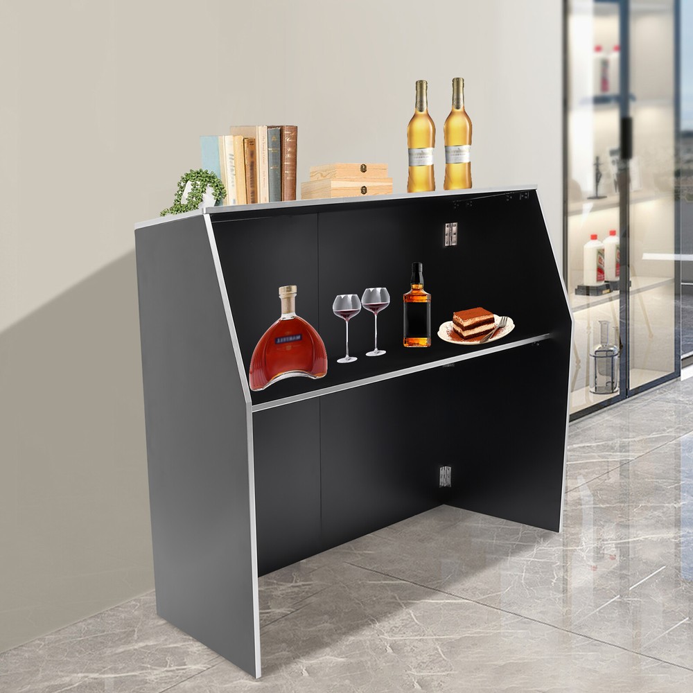 Rectangular Bar Cabinet Foldable Event Bar Portable Bar Cabinet  Freestanding