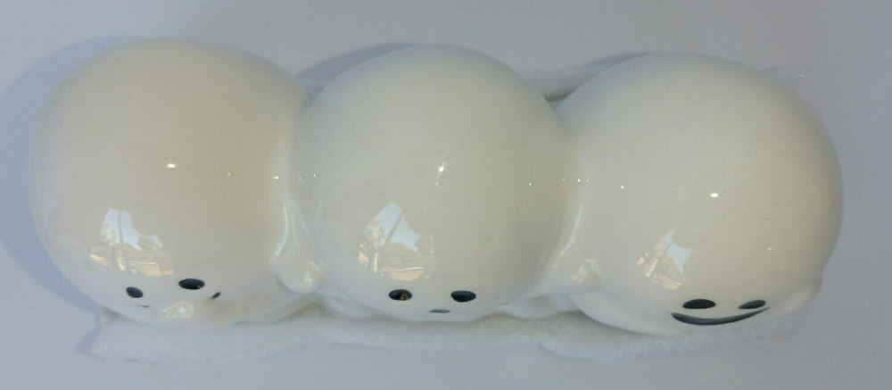 Three Ghosts Butter Dish White Ceramic by Spooky Hollow -NEW with Tag