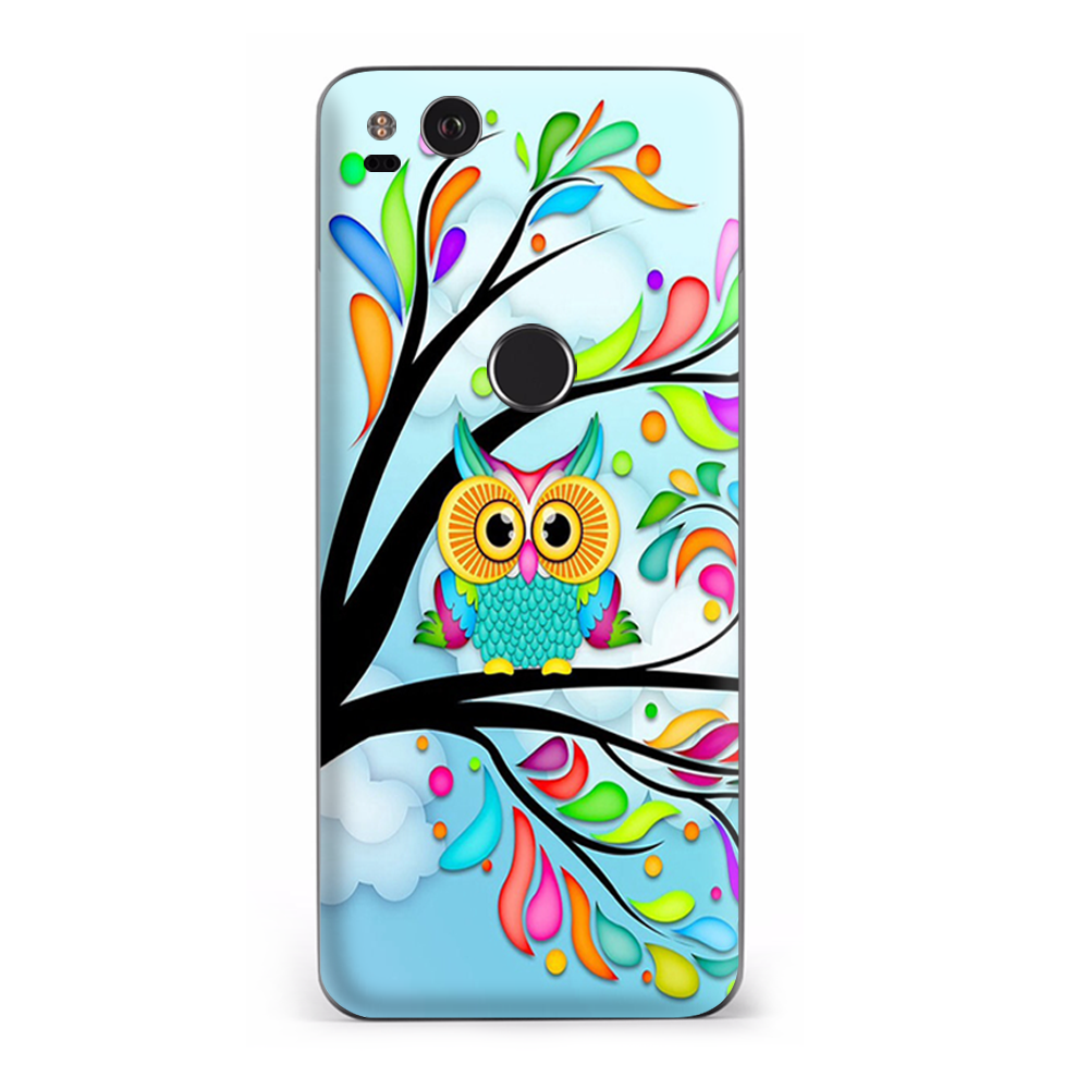 Google Pixel 2 Skins Decal Wrap Colorful Artistic Owl in tree