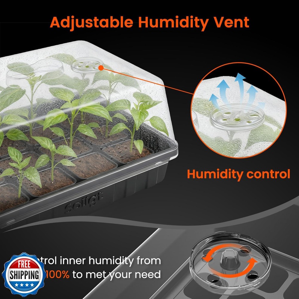 SOLIGT [Thick Plastic] 3-Set Strong Seed Starter Trays with 5" Hu