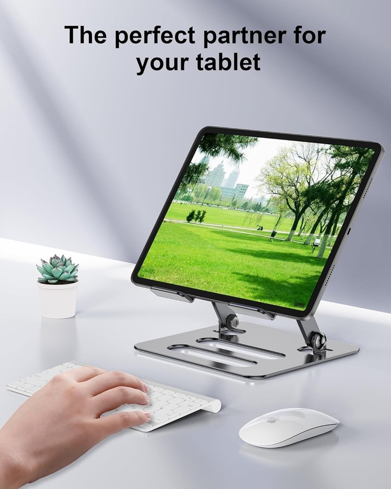 Tablet Stand Holder for iPad for Desk Adjustable Foldable Aluminium Tra...