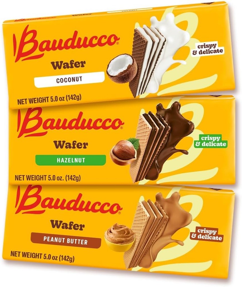 Wafer Cookies Island Flavored Cres Bundle - Coconut, Hazelnut,