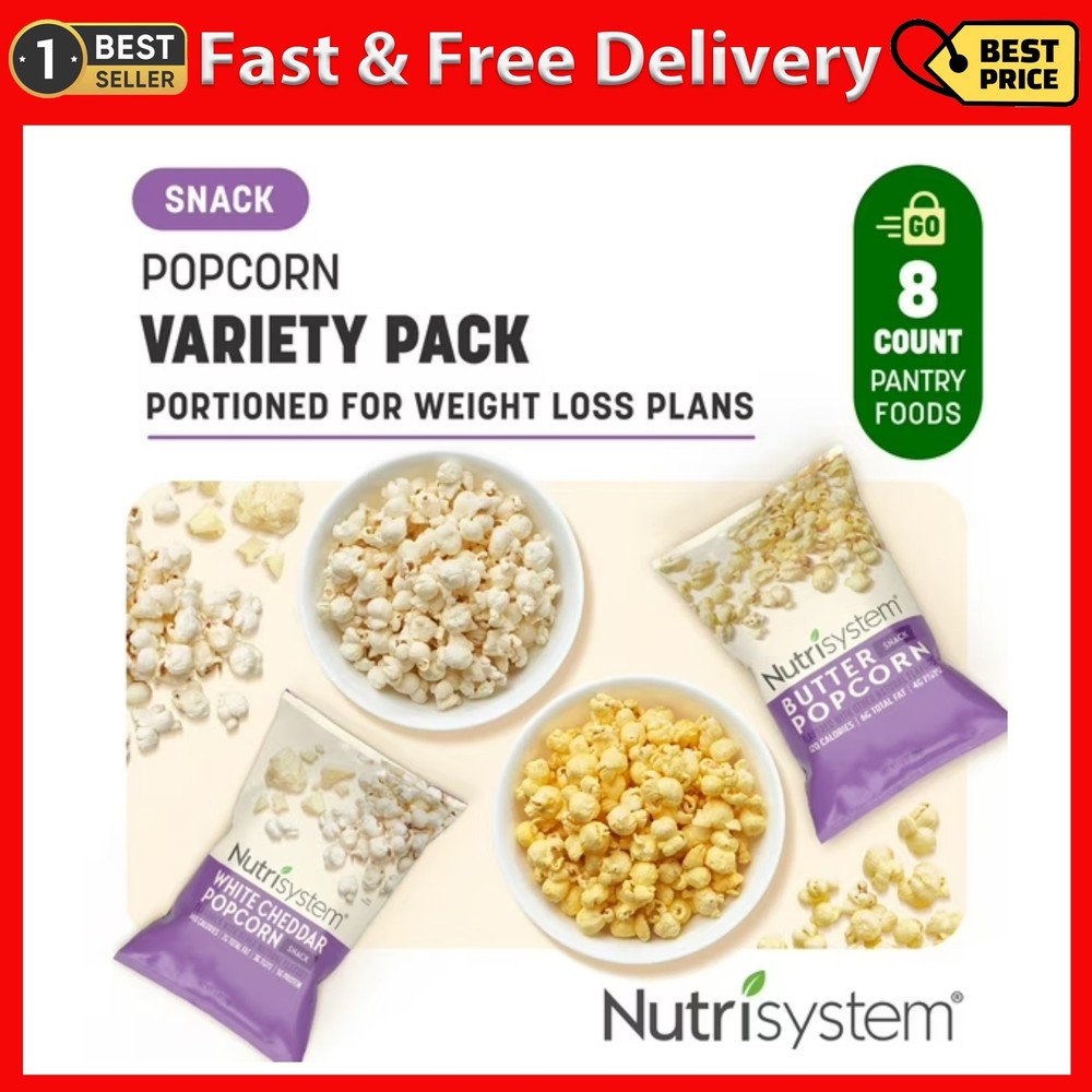Nutrisystem Popcorn Variety Pack, White Cheddar and Butter, 8 Count