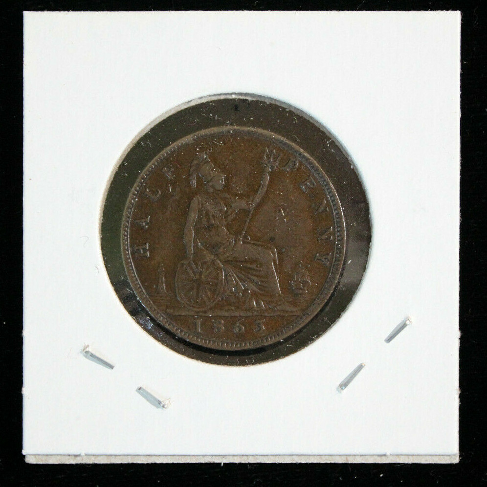 1863 Half Penny Great Britain "AU+" Nice Coin!