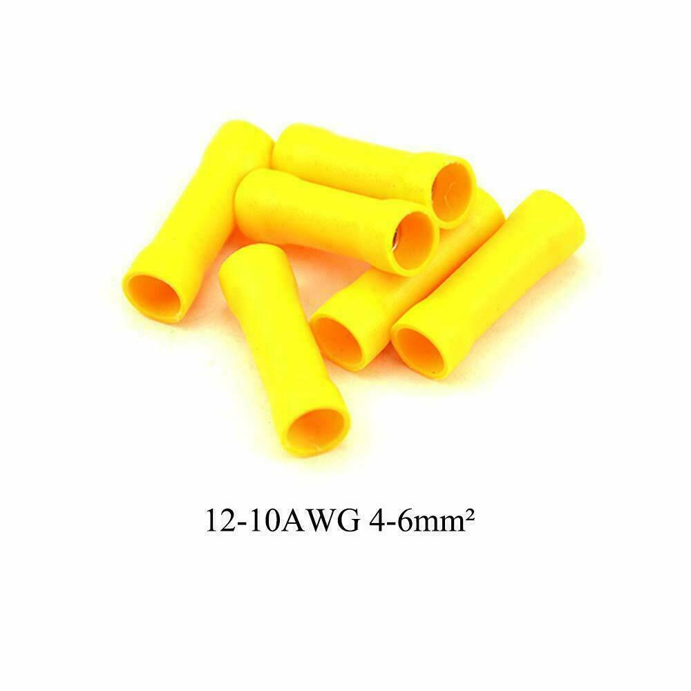 200PCS Insulated Straight Electrical Butt Wire Connectors Splice Crimp Terminals