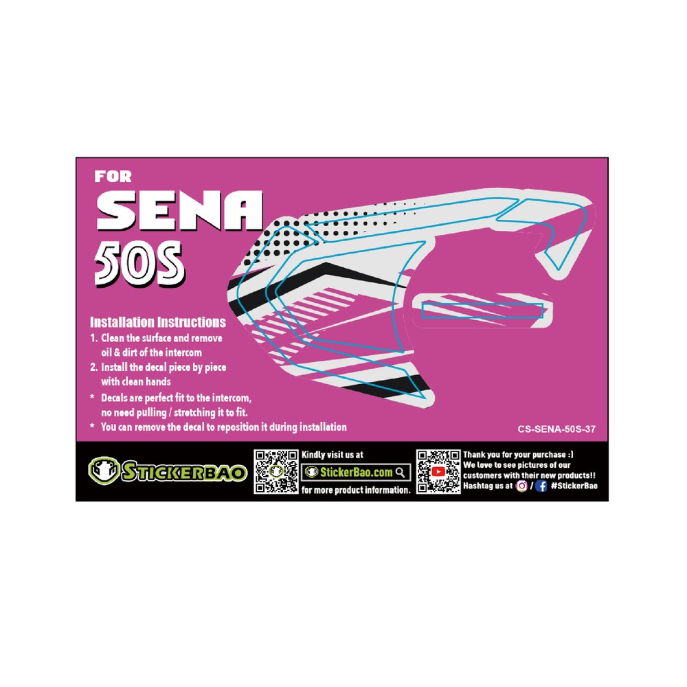 Cyber Pink Device Surface Decals Sticker For SENA 50S Intercom 1 Piece