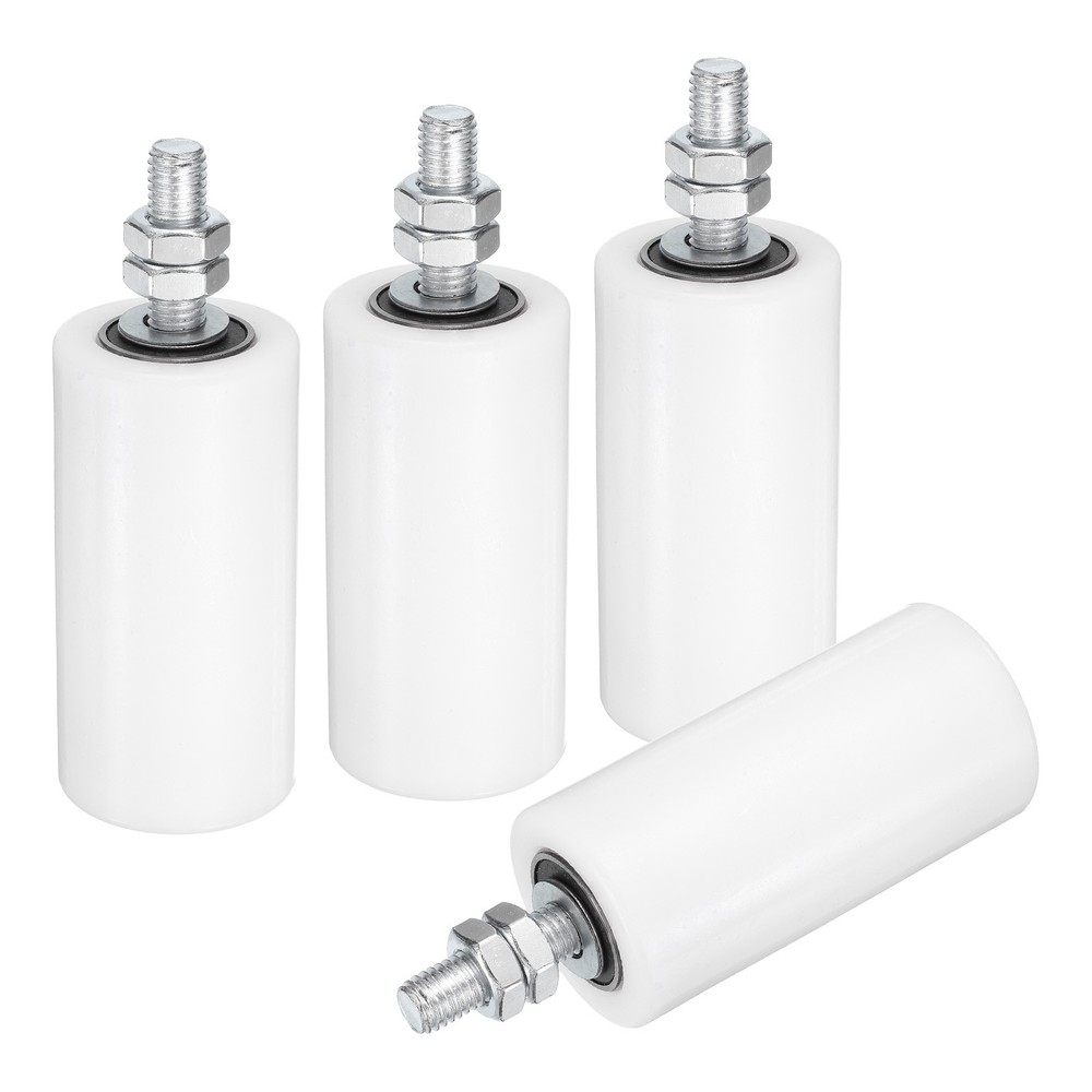 4Pcs Slide Gate Guide Roller, 4" Nylon Sliding Gate Support Assembly, White