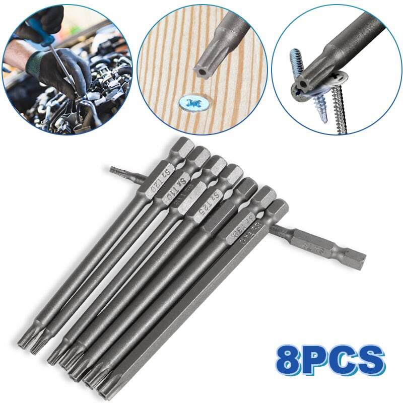 8PCS 100mm Extra Long Torx Screwdriver Bits Set - Security Hex Magnetic