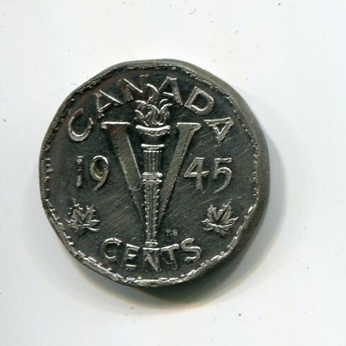 CANADA 5 Cent 1945 George VI - ACTUAL COIN