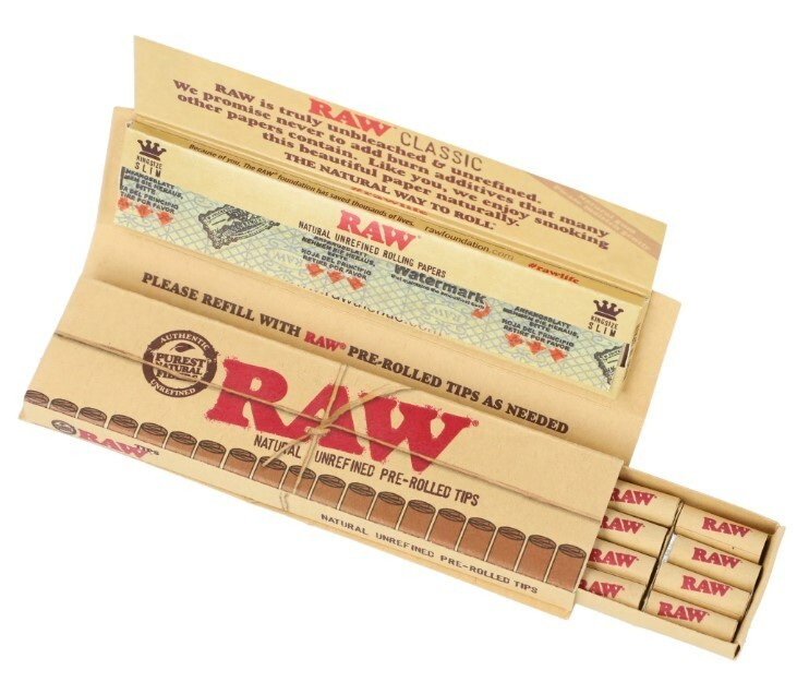 RAW King Size "MASTERPIECE" Rolling Papers with Pre Rolled Tips - (3 Packs)