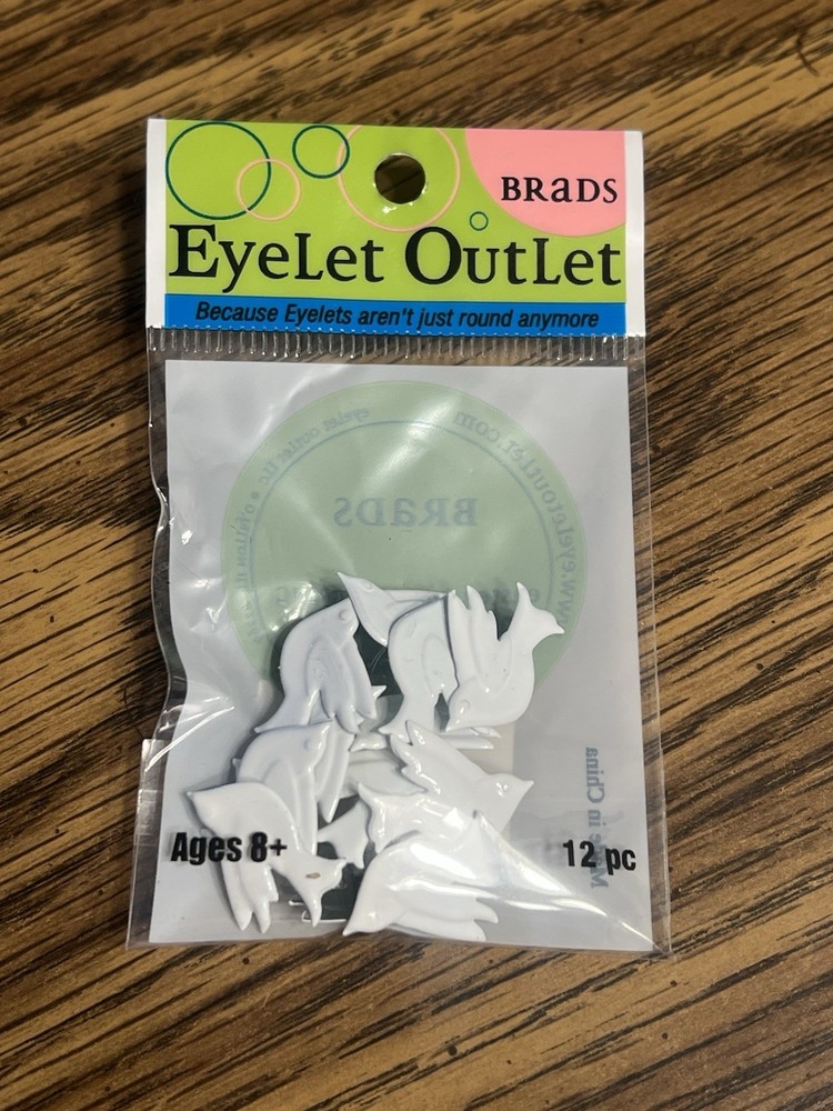 Eyelet Outlet Shape Brads 12/Pkg Dove Brads White