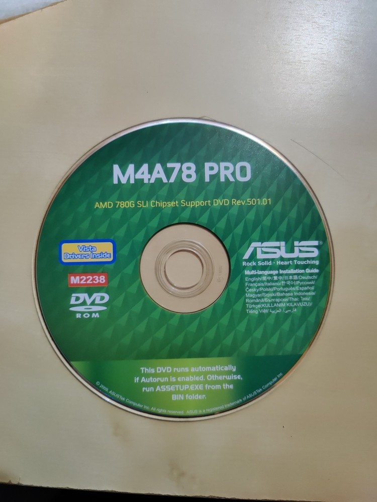 Asus M4A78 Pro Manual Drivers and Utilities CD/DVD