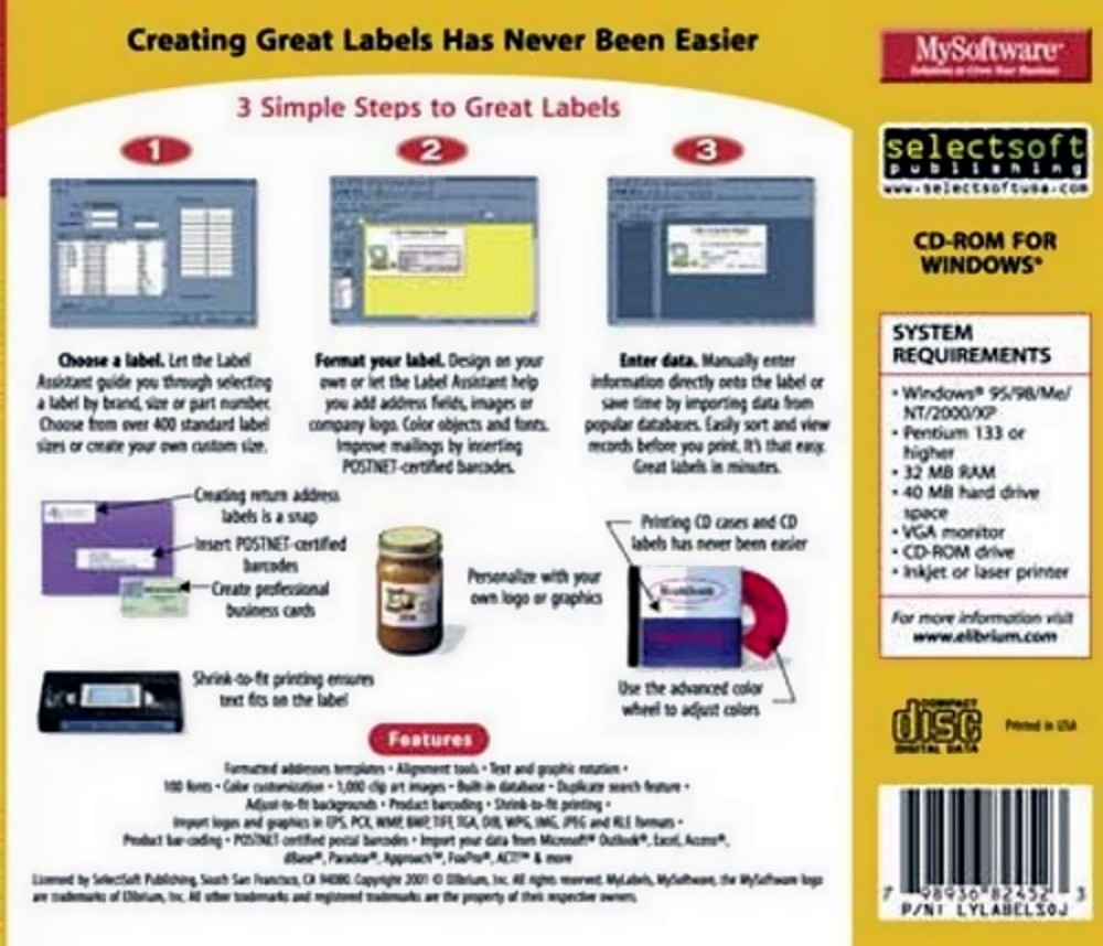 My Software My Labels MySoftware - Easily Create! PC Software Sealed New