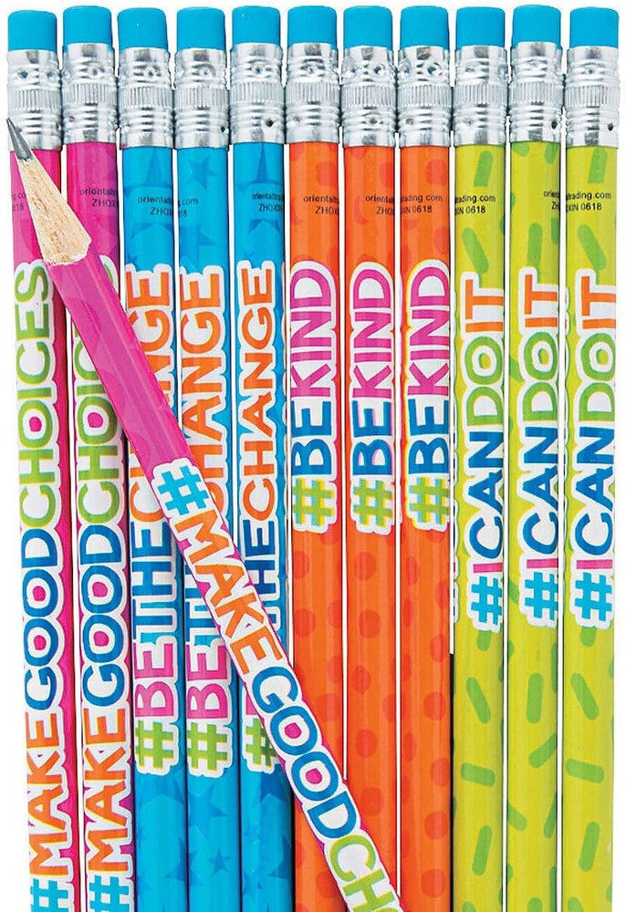 Good Character Hashtag Pencils With Ball Erasers (24 Pack)