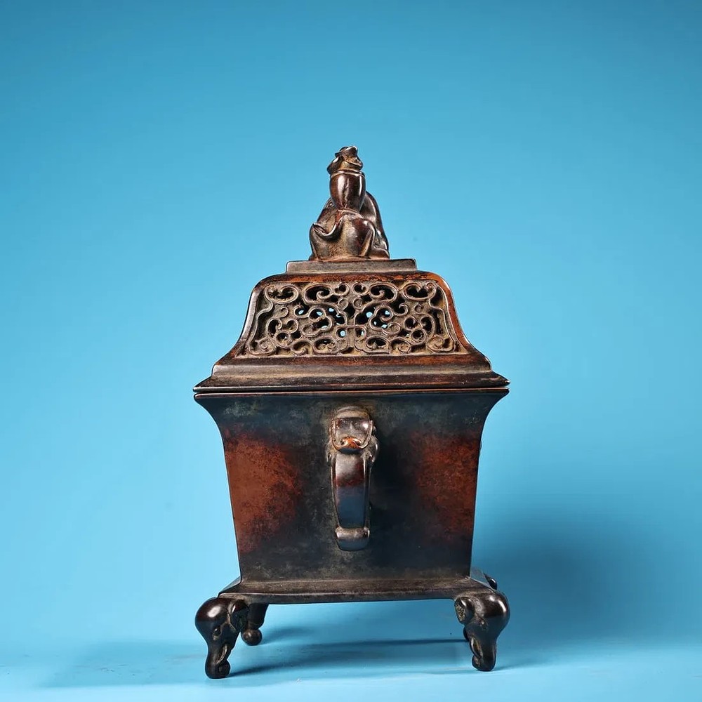Red Copper Incense Burner Dragon,Elephant,Kylin B