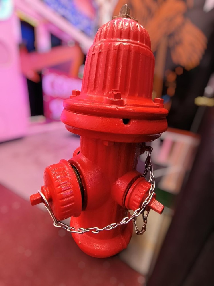 Original Fire Hydrant / Vintage Red Cast Iron Michigan Fire Hydrant Firefighters