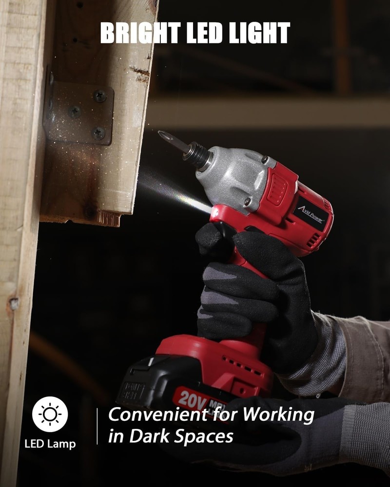 Versatile 20V Brushless Impact Driver with Brake Stop & Variable Speed Control