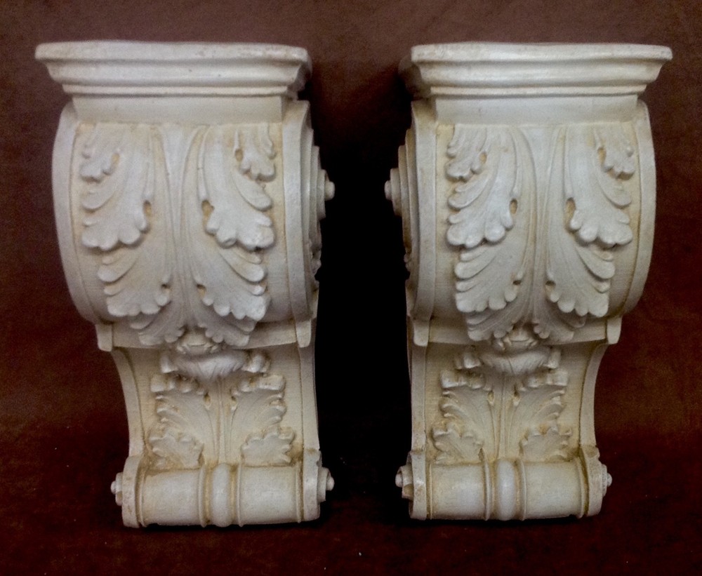 Pair Shelf Acanthus leaf Wall Corbel Sconce Bracket Architectural Accent