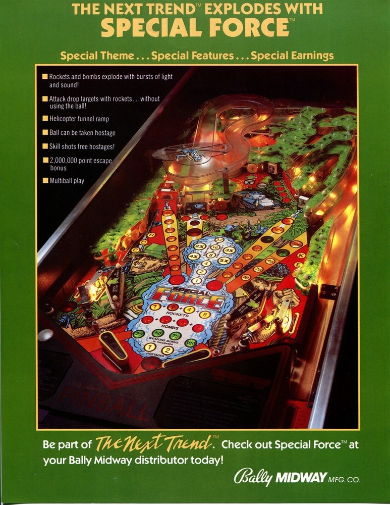 Special Force Pinball Flyer / Brochure / Ad Mint