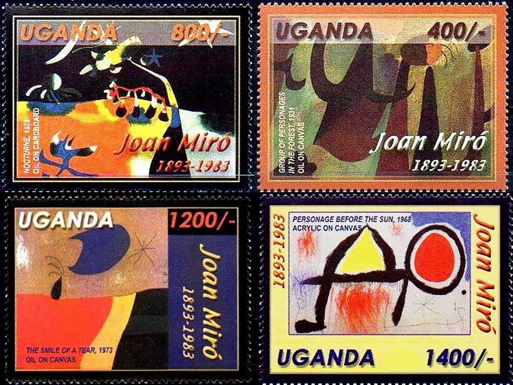 UGANDA 2003 JOAN MIRO PAINTINGS MNH 🅵🆁🅴🅴 🆂🅷🅸🅿🅿🅸🅽🅶