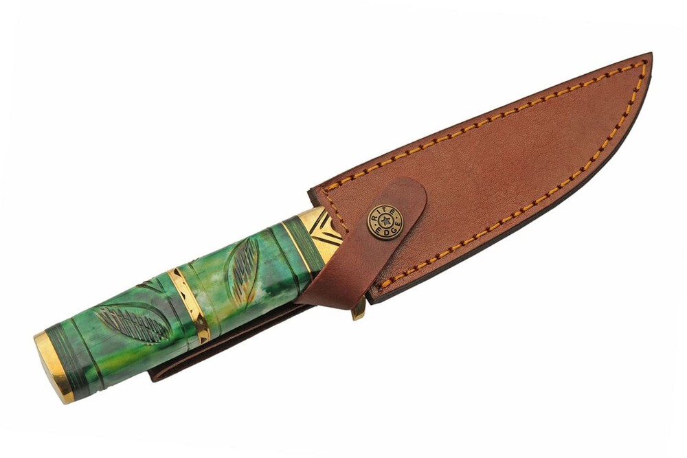 New Damascus Brass Forest Hunter Fixed Blade Knife DM1345
