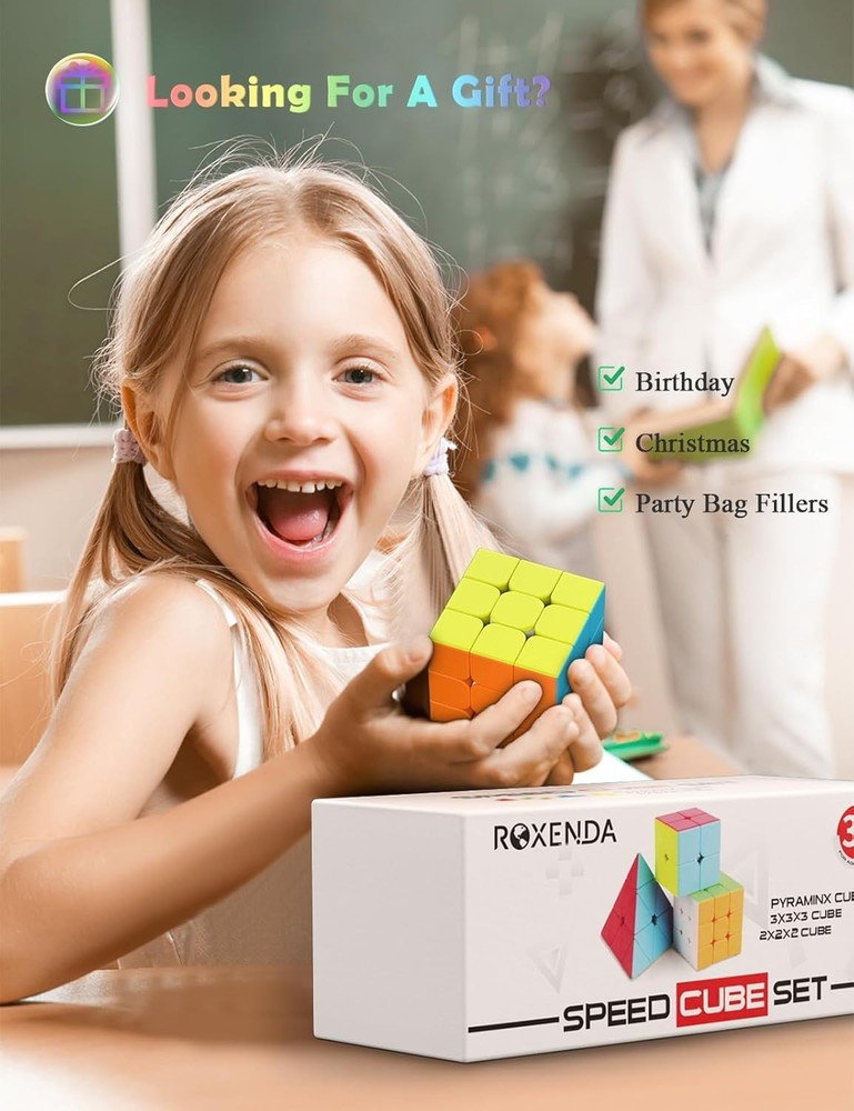 Speed Cube Set, Magic Cube Set of 2x2x2 3x3x3 Pyramid Cube Smooth Puzzle Cube...