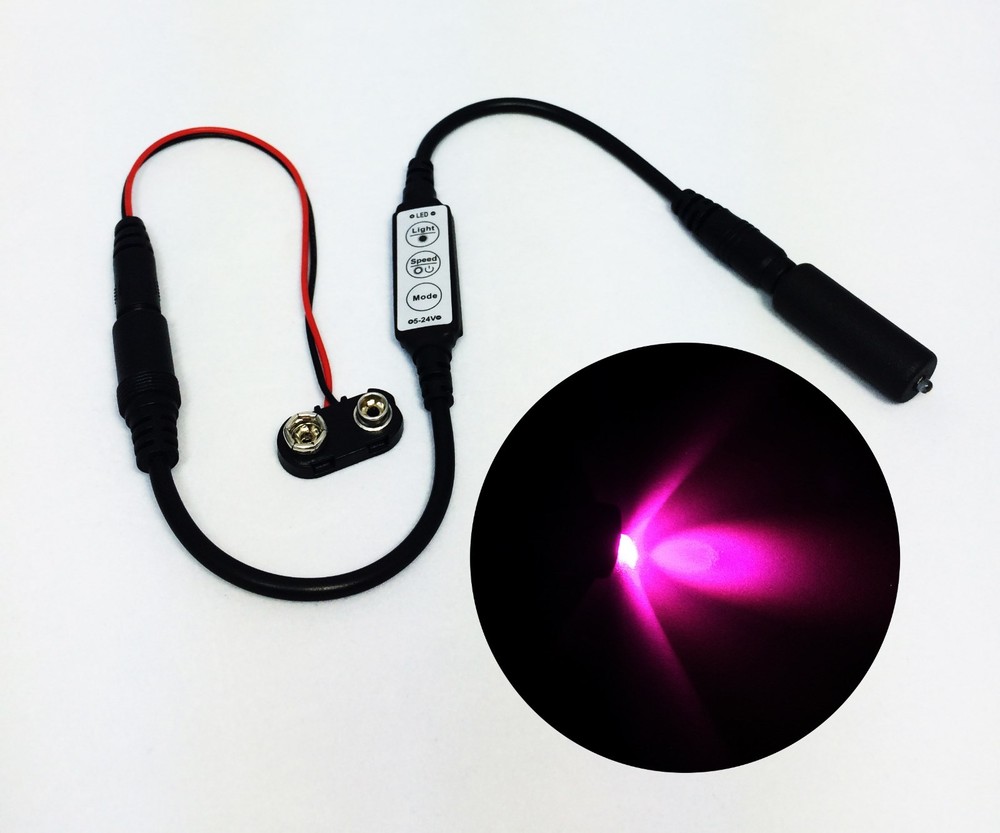Micro Effects Purple / Magenta LED Light & Control Flash Blink 9V MEL-PM1-D-9VB