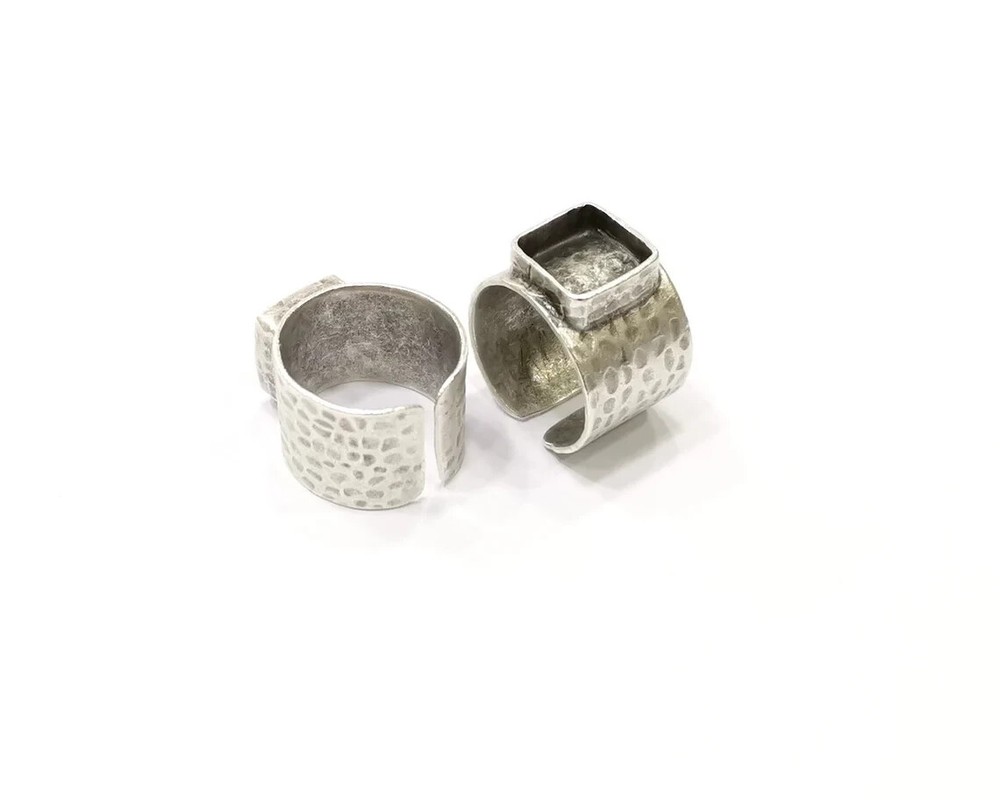 Silver Ring Setting Resin Ring Blank Cabochon Base inlay Mounting Adjustable