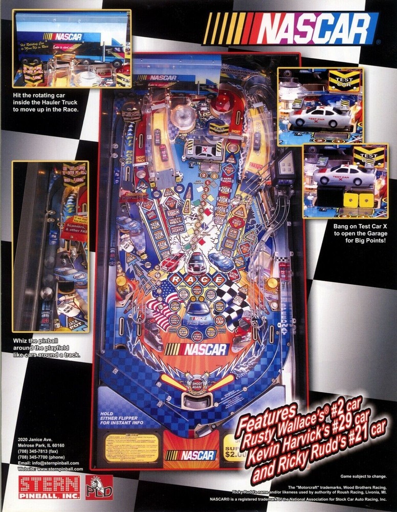 2005 STERN NASCAR PINBALL FLYER