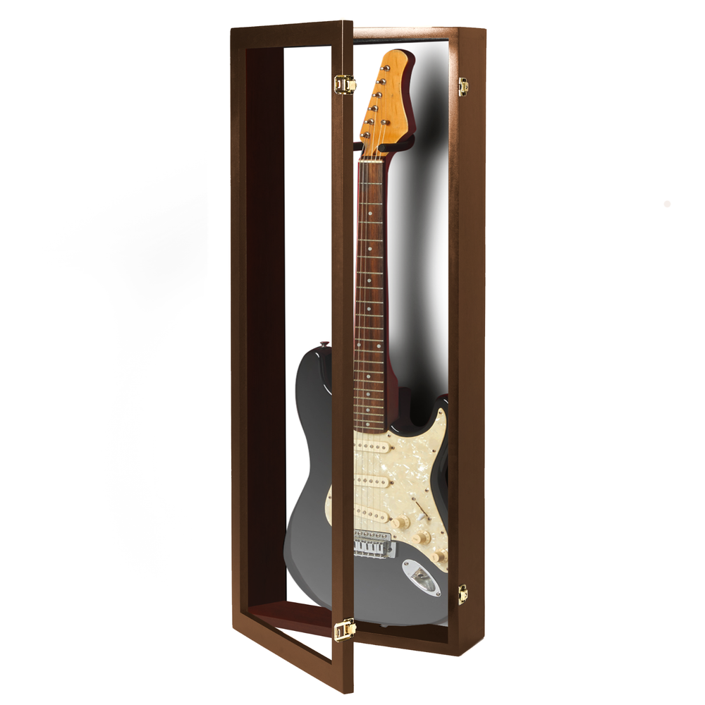 Guitar Display case Walnut Finish Hardwood Guitar display case w/ Felt Options