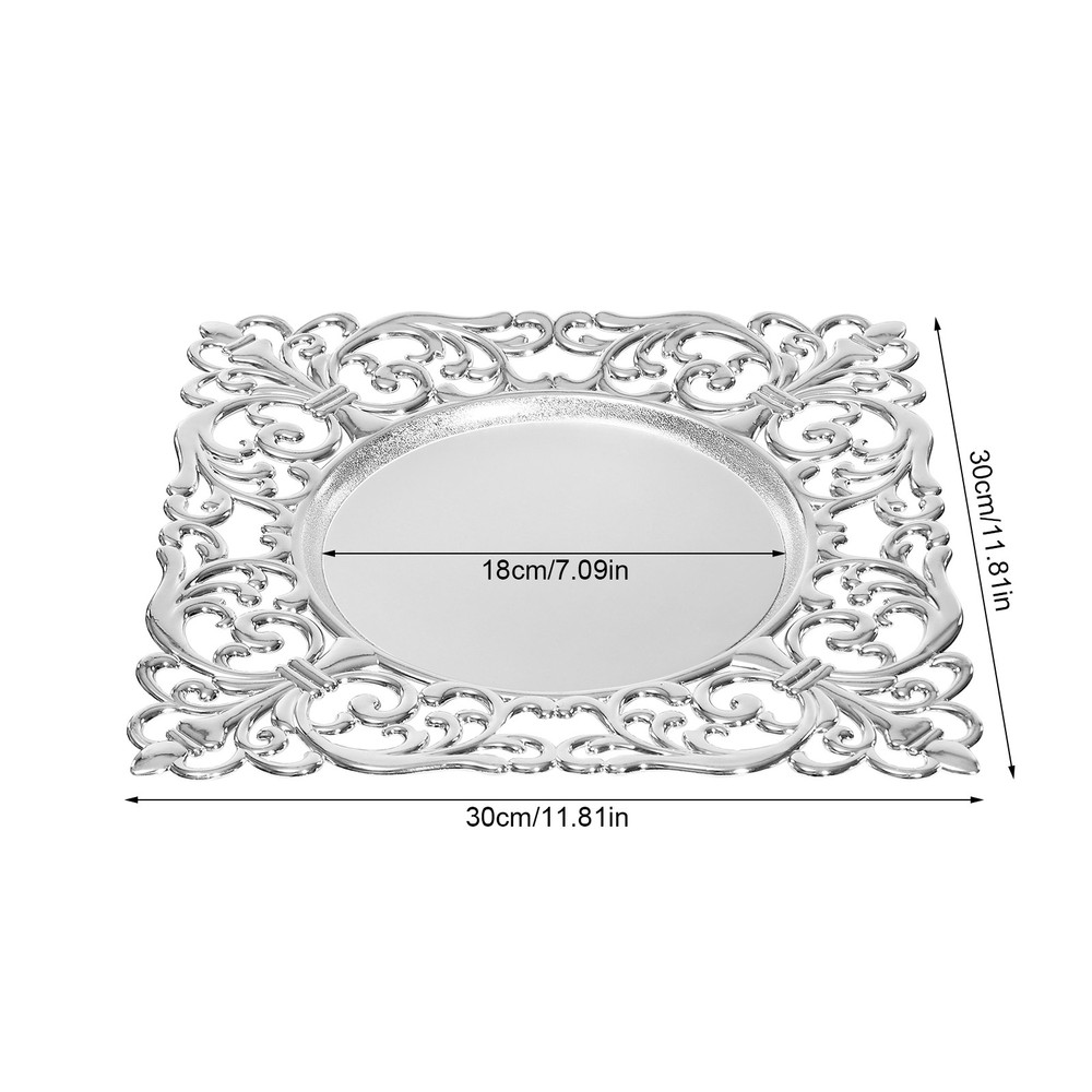 Dinner Plates Silver 30*30*2cm Hand Wash Antique Dinner Plates(6-Pack) Tabletop